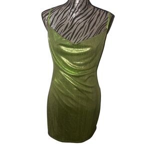 Sincerely Jules Metallic Green Mini Dress